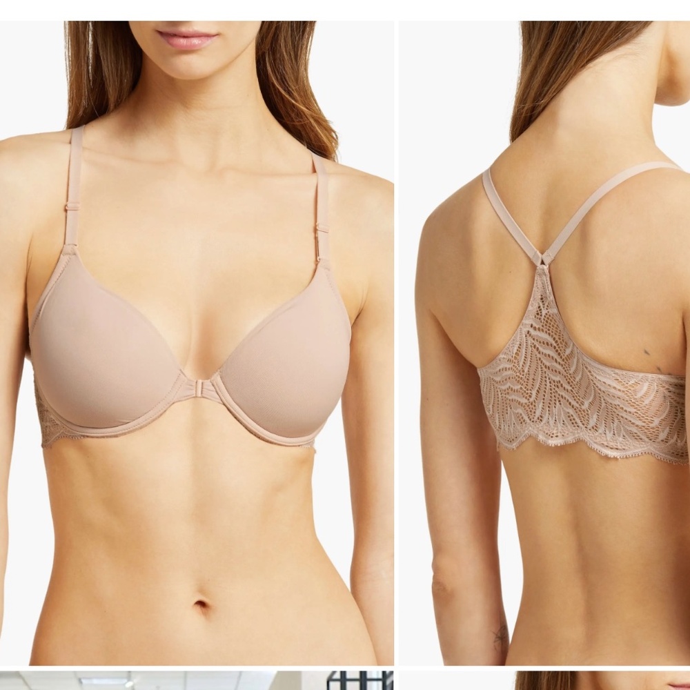 NWOT Natori Lush Front Close Bra - Rose / White